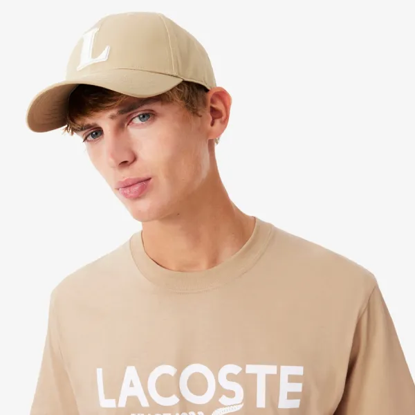 Áo Thun Nam Lacoste Men's Print Cotton T-shirt TH6541 - 02S Màu Beige Size 5