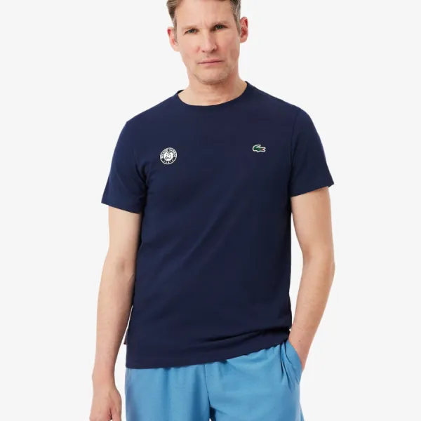 Áo Thun Nam Lacoste Men's Roland-Garros Edition Ultra Dry Tennis T-Shirt TH8309 - 166 Màu Xanh Navy Size 4