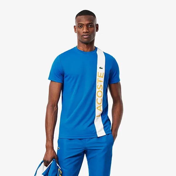 Áo Thun Nam Lacoste Men's Ultra Dry Print Branding Sport T-Shirt TH8938-GI9 Màu Xanh Blue Size 3