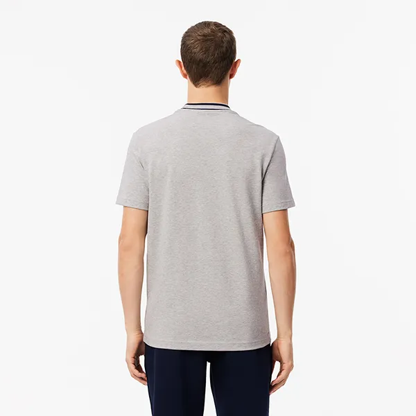 Áo Thun Nam Lacoste Stretch Pique Stripe Collar T-shirt TH8174 CCA Màu Xám Size 5