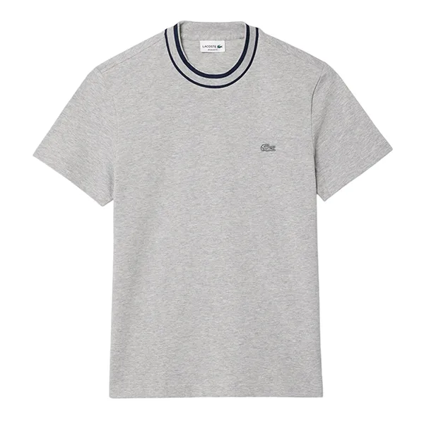 Áo Thun Nam Lacoste Stretch Pique Stripe Collar T-shirt TH8174 CCA Màu Xám Size 5