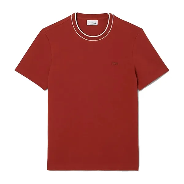 Áo Thun Nam Lacoste Stretch Piqué Striped Collar T-Shirt TH8174 AFS Màu Đỏ Size 5