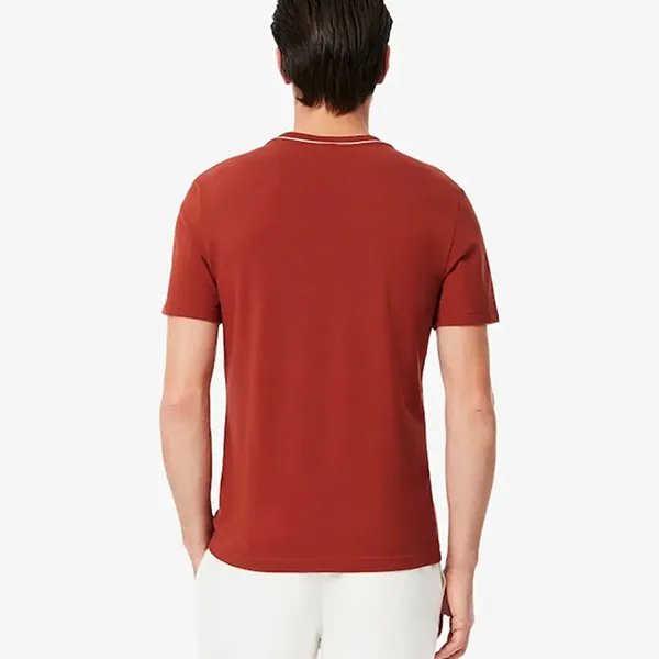 Áo Thun Nam Lacoste Stretch Piqué Striped Collar T-Shirt TH8174 AFS Màu Đỏ Size 5