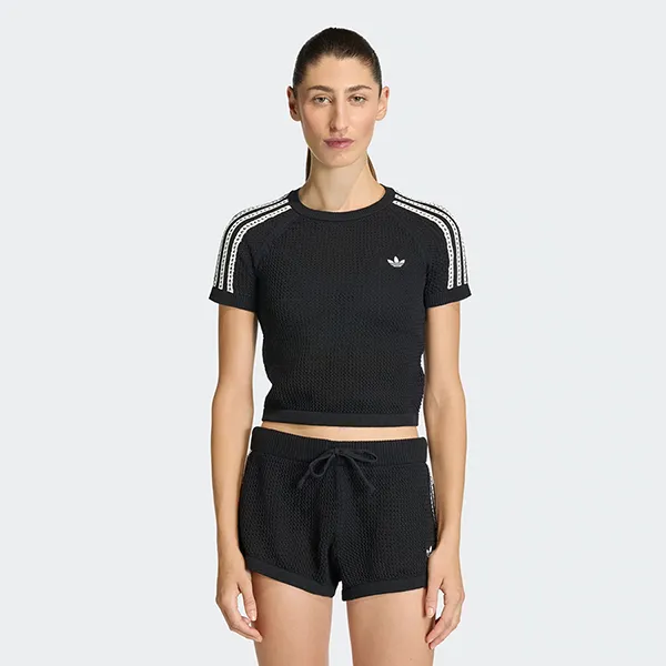 Áo Thun Nữ Adidas Knitted Crochet Cali Tee KC6481 Màu Đen Size S