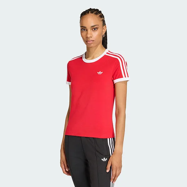 Áo Thun Nữ Adidas Lifestyle 3-Stripes Slim Red KD3676 Màu Đỏ Size S