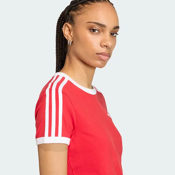 Áo Thun Nữ Adidas Lifestyle 3-Stripes Slim Red KD3676 Màu Đỏ Size S