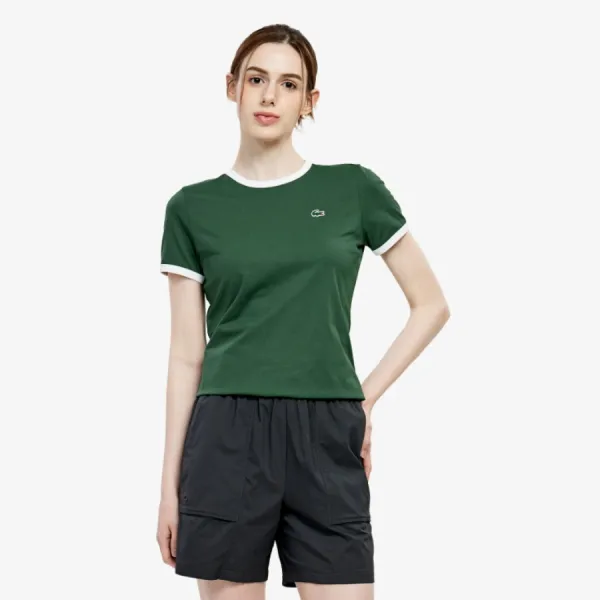 Áo Thun Nữ Lacoste Cooling Print Short Sleeve TF678E 56G 132 Tshirt Màu Xanh Lá Size 34