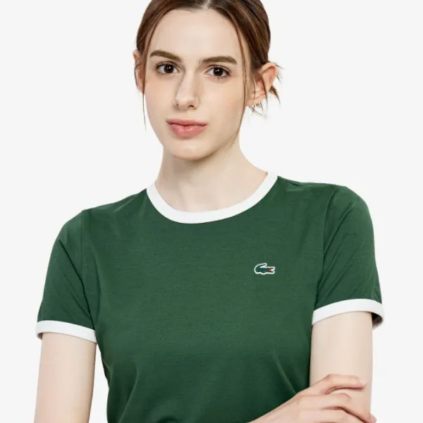Áo Thun Nữ Lacoste Cooling Print Short Sleeve TF678E 56G 132 Tshirt Màu Xanh Lá Size 34