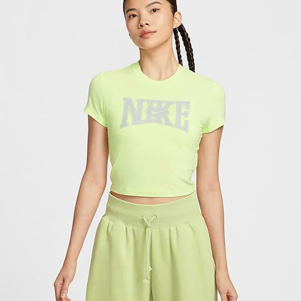 Áo Thun Nữ Nike Sportswear Slim Cropped HQ1710-360 Màu Xanh Green Size S