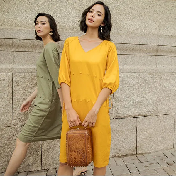 Váy Suông Nữ F2 Fashion & Freedom Linen Harmony D448-V-S-0720 Màu Vàng Size S