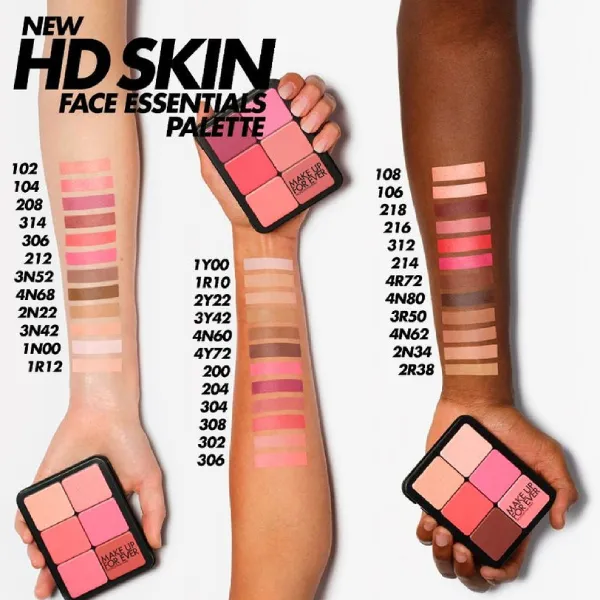 Bảng Phấn Má + Bắt Sáng Make Up For Ever Ultra HD Skin Face Essentials Palette With Highlighters Tone Light To Medium