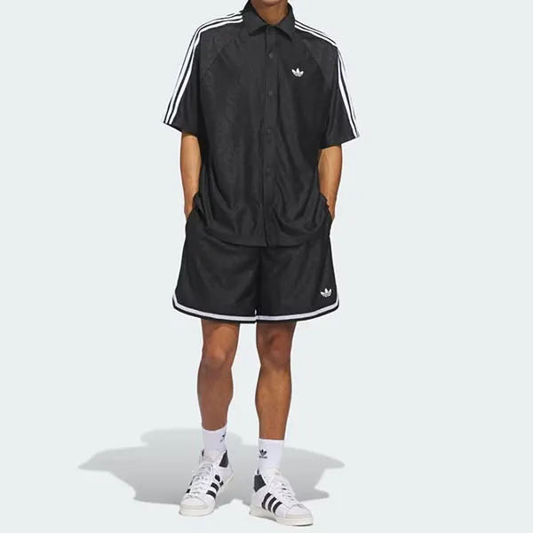 Bộ Thể Thao Nam Adidas Short Basketball Flame Top Màu Đen Size S (Form Âu)