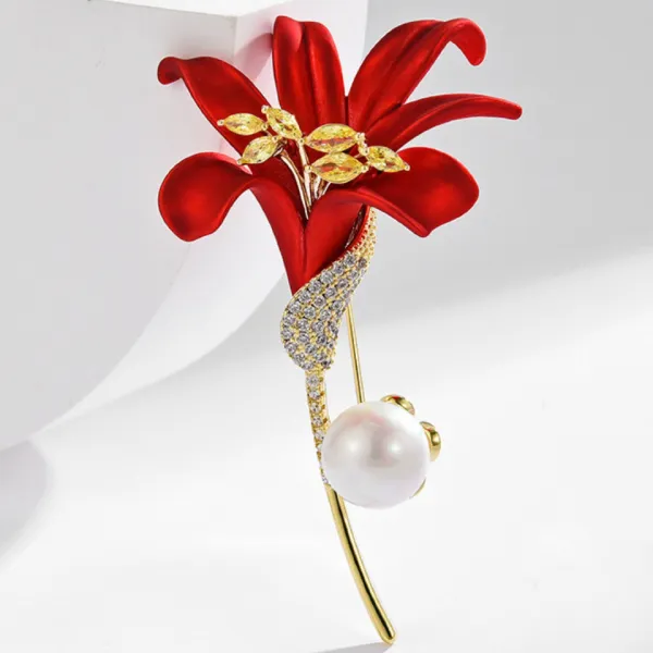 Cài Áo Nữ Meri Red Lily BR11 Màu Đỏ