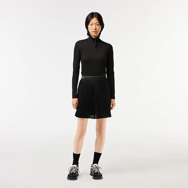 Chân Váy Nữ Lacoste Short Pleated Elastic Waist Skirt JF2701 031 Màu Đen Size M