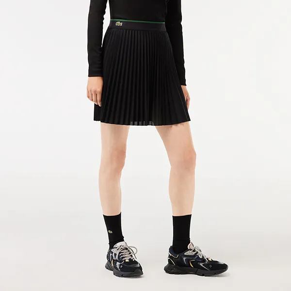 Chân Váy Nữ Lacoste Short Pleated Elastic Waist Skirt JF2701 031 Màu Đen Size M