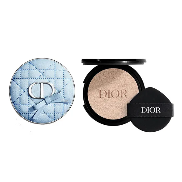 Combo Case Dior Forever Blue Bow + Lõi Phấn Nước Dior Forever Cushion Matte Tone 0.5N