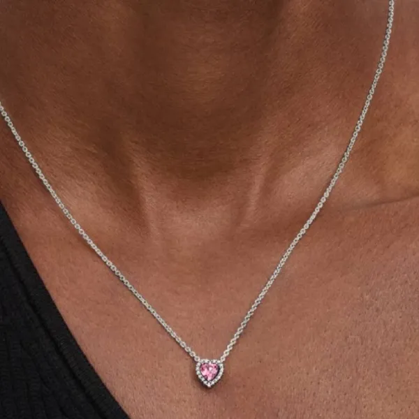 Dây Chuyền Nữ Pandora Pink Elevated Heart Necklace Sterling Silver 398425C02 Màu Bạc