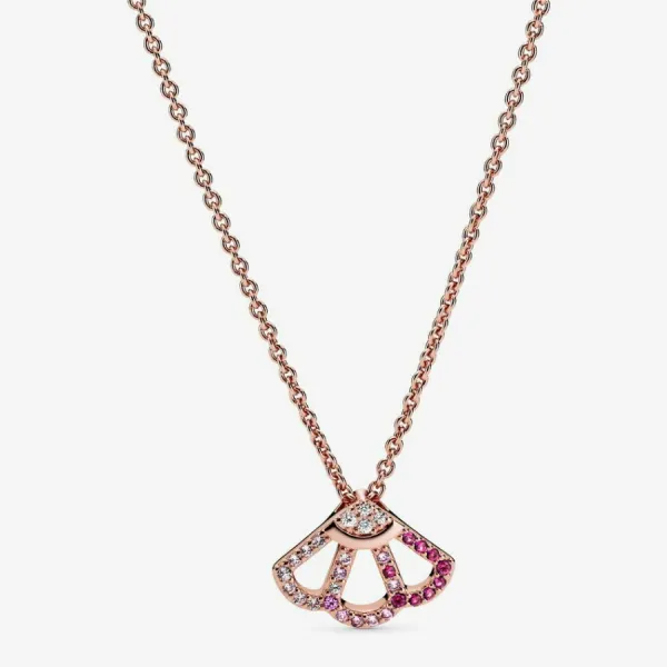 Dây Chuyền Nữ Pandora Pink Fan Collier Necklace Chain 388146C01 Màu Vàng Hồng