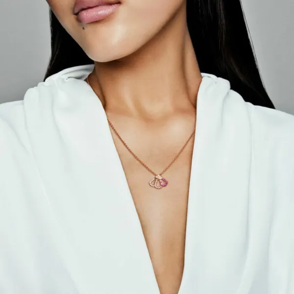 Dây Chuyền Nữ Pandora Pink Fan Collier Necklace Chain 388146C01 Màu Vàng Hồng