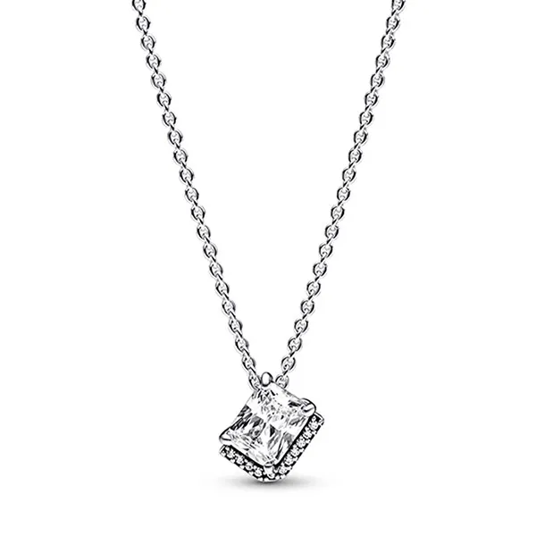 Dây Chuyền Pandora Rectangular Sparkling Halo Collier Necklace 392388C01 Màu Bạc