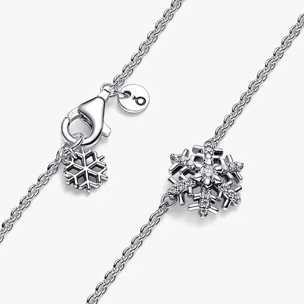 Dây Chuyền Pandora Sparkling Snowflake Pendant Necklace Sterling Silver 392371C01 Màu Bạc