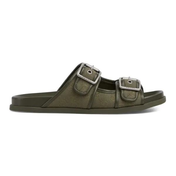 Dép Nam Gucci Buckle GG Canvas 831830 FAD71 8746 Màu Xanh Green Size 40