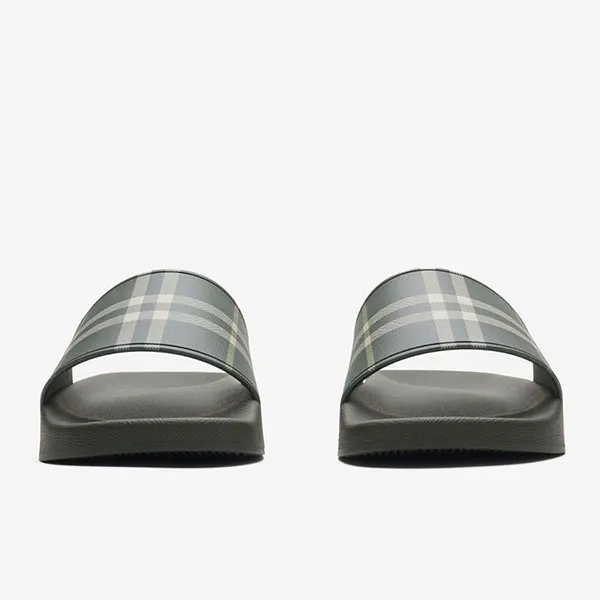 Dép Nam Burberry Check Slides Thicket Green 81132641 Màu Đen Xanh Size 42