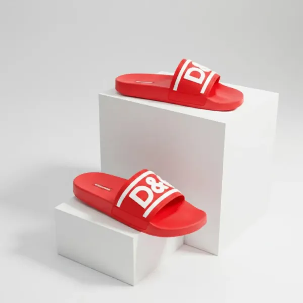 Dép Nam Dolce & Gabbana D&G Logo Rubber Slide CS2072 AQ858 89689 Màu Đỏ Size 39