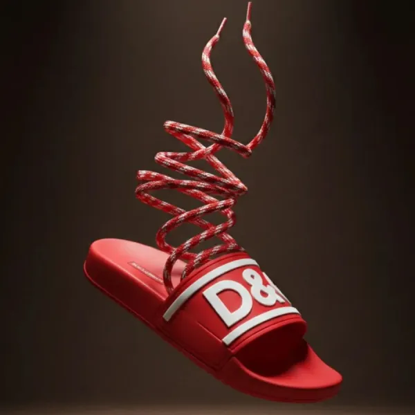 Dép Nam Dolce & Gabbana D&G Logo Rubber Slide CS2072 AQ858 89689 Màu Đỏ Size 39