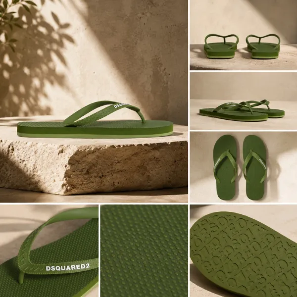 Dép Nam Dsquared2 Flip Flop FFM000117200001M1845 Màu Xanh Rêu Size 40