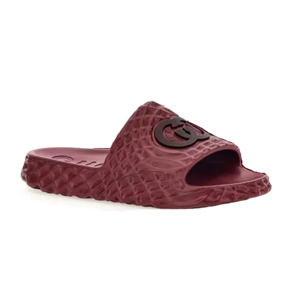 Dép Nam Gucci Men's Interlocking G Slide Sandal 770801 J8710 Màu Đỏ Mận Size 40