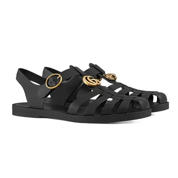 Dép Nam Gucci Rubber Buckle Strap Sandal ‘Black’ 463463-J8700-1000 Màu Đen Size 39