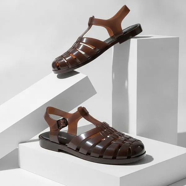 Dép Nam Melissa MLS Brown Glossy Sandals CP10112025 Màu Nâu Size 40