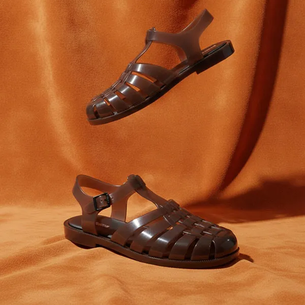 Dép Nam Melissa MLS Brown Glossy Sandals CP10112025 Màu Nâu Size 40