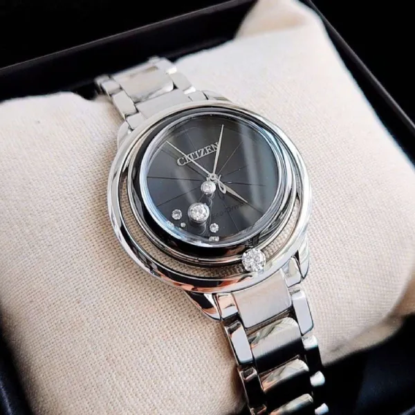 Đồng Hồ Nữ Citizen Eco-Drive Watch EW5520-50E Màu Đen Bạc