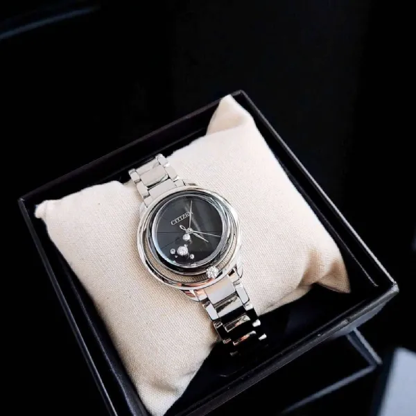 Đồng Hồ Nữ Citizen Eco-Drive Watch EW5520-50E Màu Đen Bạc