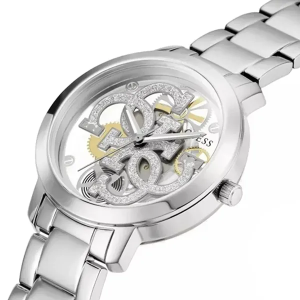 Đồng Hồ Nữ Guess Quattro Clear Skeleton Watch GW0300L1 Màu Bạc