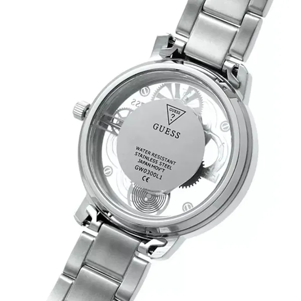Đồng Hồ Nữ Guess Quattro Clear Skeleton Watch GW0300L1 Màu Bạc