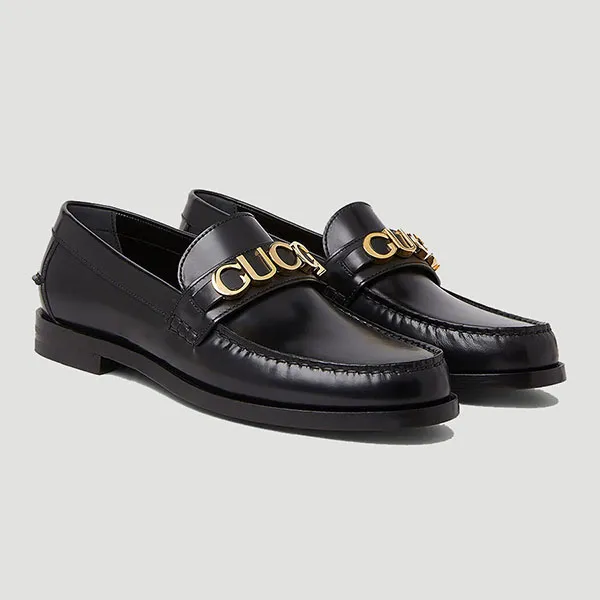 Giày Lười Nam Gucci Loafer Gold 699644 17X00 Màu Đen Size 40