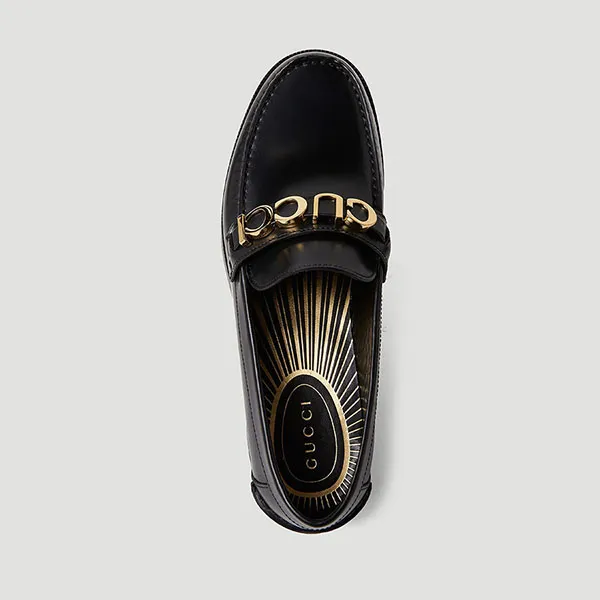Giày Lười Nam Gucci Loafer Gold 699644 17X00 Màu Đen Size 40