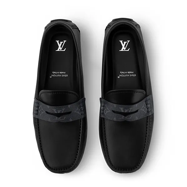Giày Lười Nam Louis Vuitton LV Monza Moccasin 1AIYLI Màu Đen Size 39