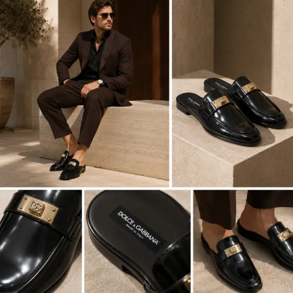 Giày Sục Nam Dolce & Gabbana D&G Men's Black A80438AQ23780999 Màu Đen Size 41.5