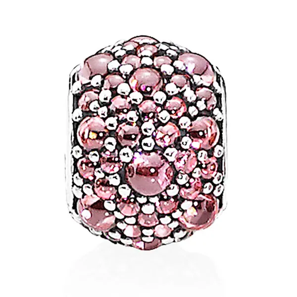 Hạt Vòng Charm Nữ Pandora Shimmering Droplets with Honeysuckle Zirconia 791755HCZ Màu Hồng Bạc