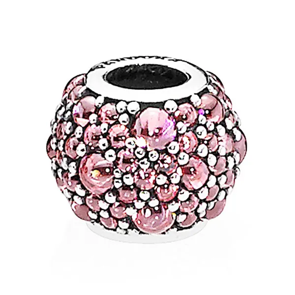 Hạt Vòng Charm Nữ Pandora Shimmering Droplets with Honeysuckle Zirconia 791755HCZ Màu Hồng Bạc