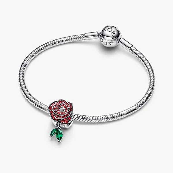 Hạt Vòng Charm Nữ Pandora Sparkling Rose In Bloom Sterling Silver 793201C02 Phối Màu