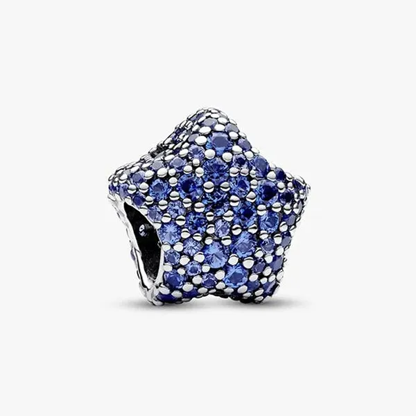Hạt Vòng Charm Pandora Bold Pavé Star 793026C01 Màu Xanh
