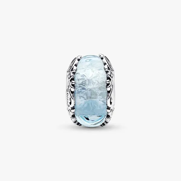 Hạt Vòng Charm Pandora Disney Cinderella Murano Glass Charm 793073C00 Màu Bạc Xanh