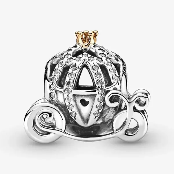 Hạt Vòng Charm Pandora Disney Cinderella's Pumpkin Coach Charm 791573CZ Màu Bạc