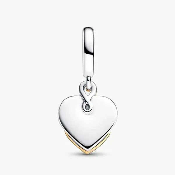 Hạt Vòng Charm Pandora Lab-grown Diamond Engravable Mom Double Dangle 763237C01 Màu Vàng/Bạc