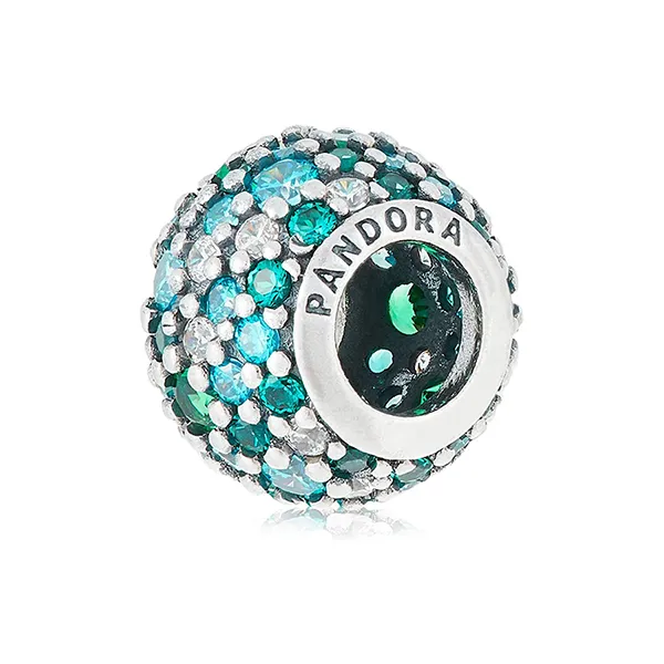Hạt Vòng Charm Pandora Ocean Mosaic Pave Ball Charm 791261MCZMX Màu Bạc Xanh